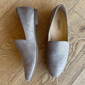 Paul Green Loafer Flats Silver Leather Taupe Suede travel work shoe Comfort 8